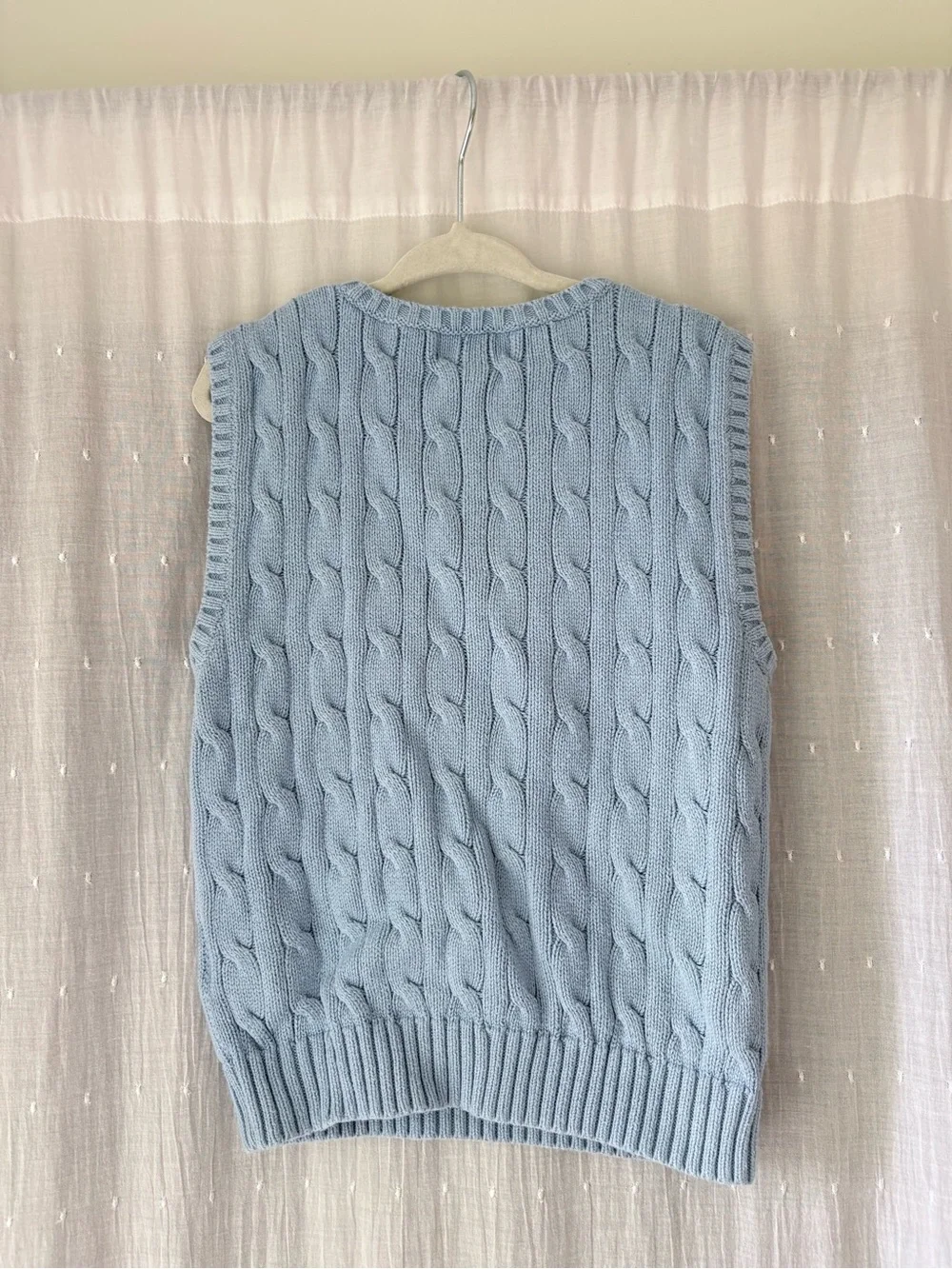 Polo by Ralph Lauren Light Blue Cable Knit V-Neck Sweater Vest